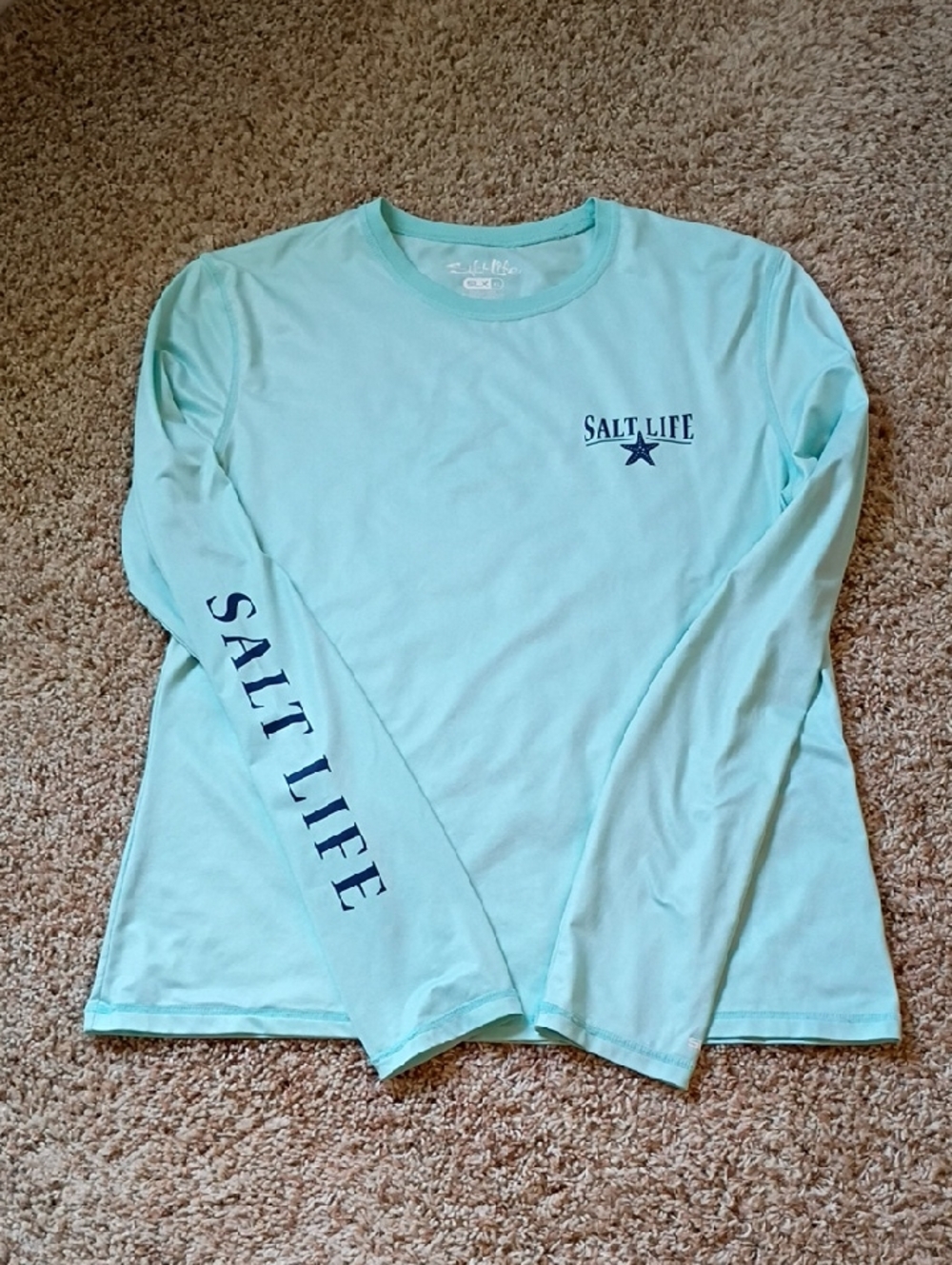 Salt Life Long Sleeve Tee in Mint with Navy Logo